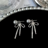 Cold and elegant silver stud earrings with silver needles and plain rings, high-end earring design, and unique, simple and niche style undefined